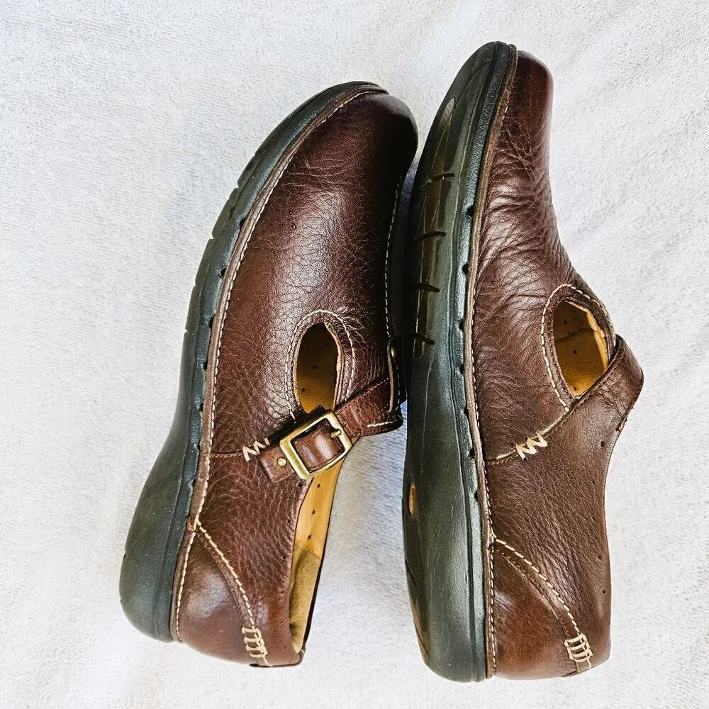 Clarks Unstructured Comfortable Mary Jane Brown Leather Loafers Size 10 M